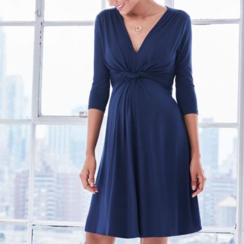 Seraphine black knot front maternity dress
